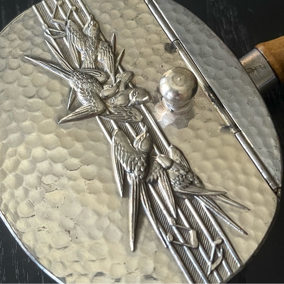 Vintage Silver Bronze Silver-Plated Tarnish Resistant With Lid Handle Jewelry Bo - Picture 10 of 11